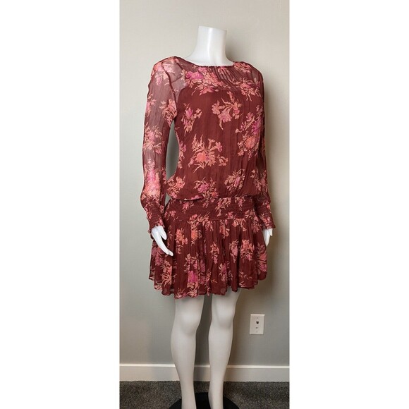 F. Sundance Dress M Floral Multicolor Long Sleeve Round Neck. NWT - Picture 2 of 8
